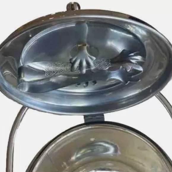 Vtg Krome Kraft Farber Bros Chrome Stainless Glass Insulated Ice Bucket Tong MCM - Picture 3 of 4